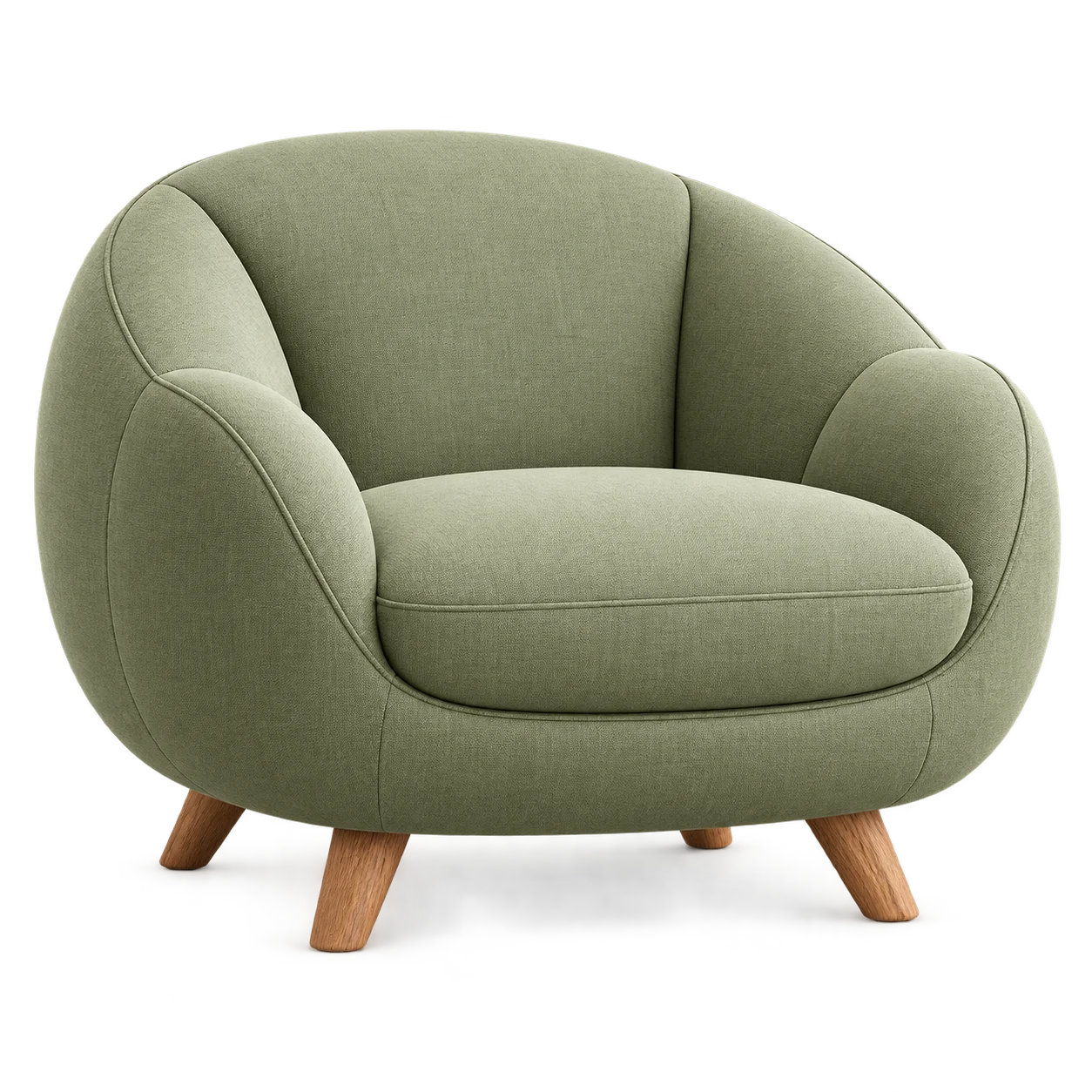 Poltrona estofada em tecido verde suave